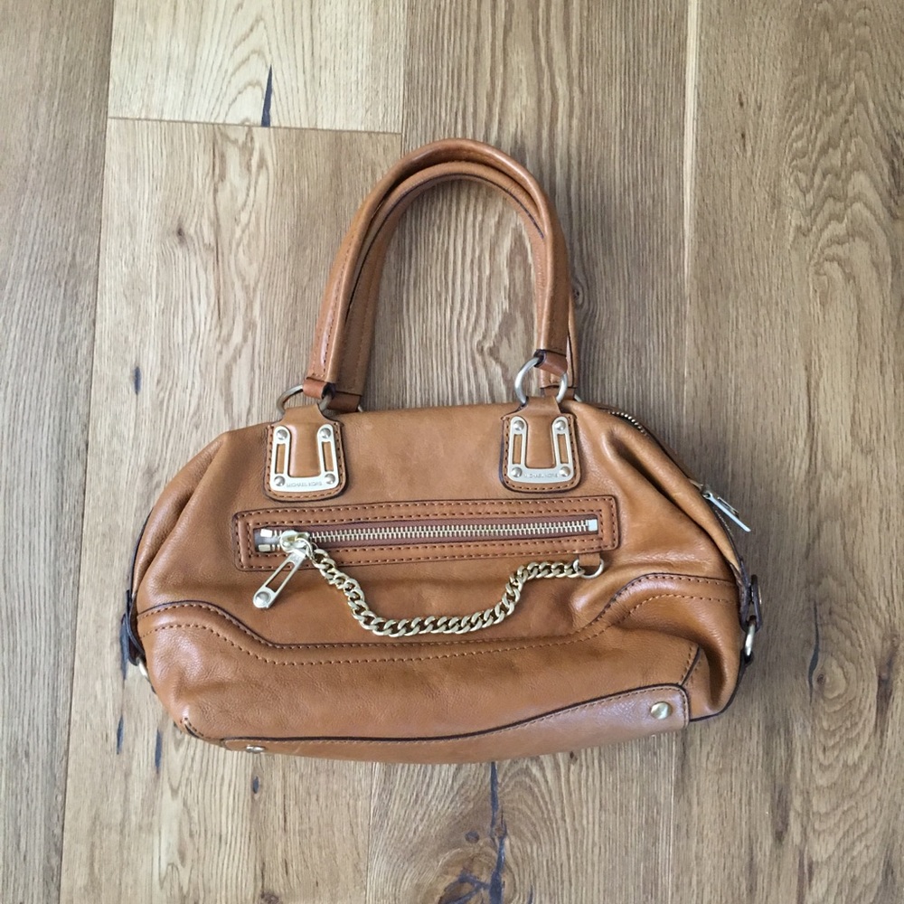 Michael Kors camel tan leather gold hardware bag